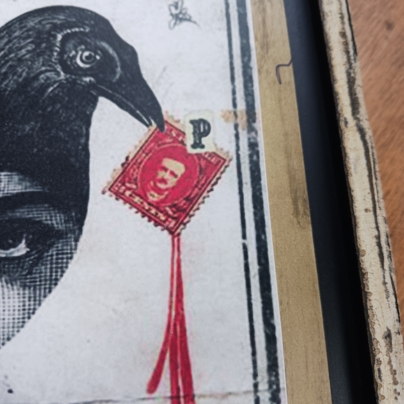ORIGINAL Wall Art Edgar Allen Poe Poet Gothic Decor Illustration Distressed Wood - Picture 3 of 10